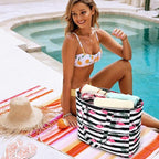 LEDAOU Large Beach Tote Bag Women Waterproof Sandproof Zipper Beach Tote Bag - Image 7