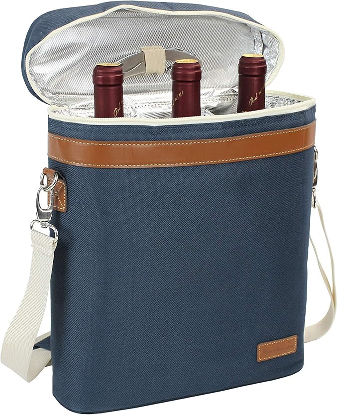 ZORMY 3 Bottle Insulated Wine Tote Cooler Bag, Portable Carrier by ZORMY