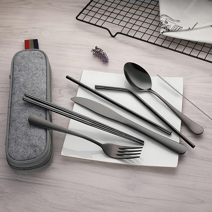 DEVICO Portable Utensils, Travel Camping Cutlery Set, 8-Piece including Knife - Image 6