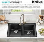KRAUS Forteza 33-inch Granite Drop In/Undermount 60/40 Double Bowl White - Image 6