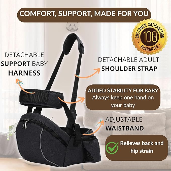 Baby Carrier with Hip Seat – Adjustable Waistband, Safety Harness & Storage - Image 2
