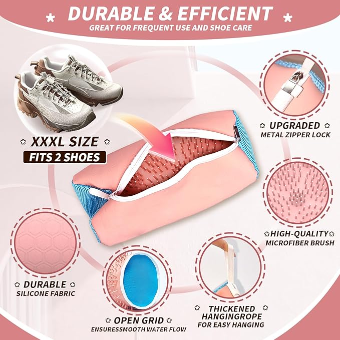 Upgrade Strong Clean Siliconic Shoe Washing Machine Bag 2 Pcs, XXXL Honeycomb - Image 2