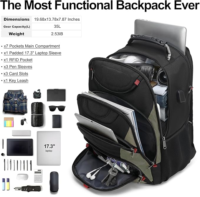 Boavan Laptop Backpack for men, 17.3 inch Laptop Bag - Image 5