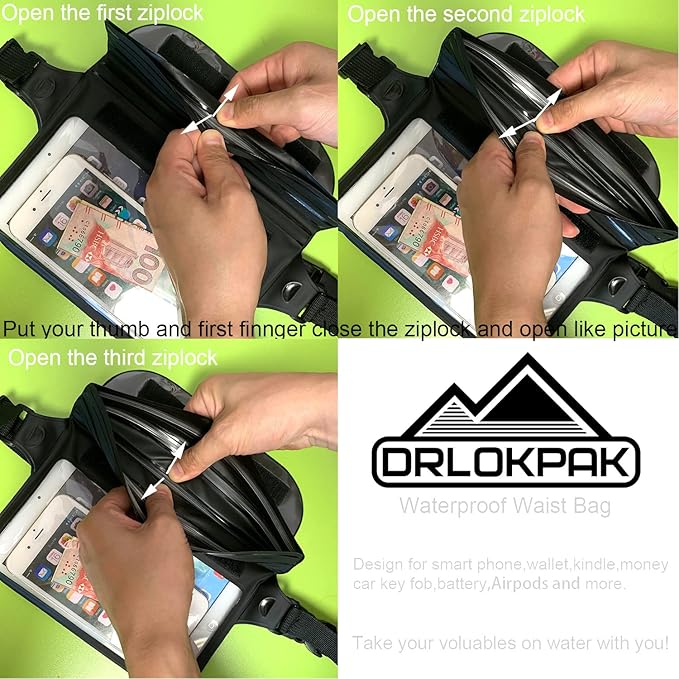 DRLOKPAK Waterproof Waist Bag Pouch Fanny Pack Bum Bag - Image 5