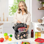 OPUX Lunch Box For Women, Insulated Large Lunch Bag Adult Work, Double Decker - Image 4