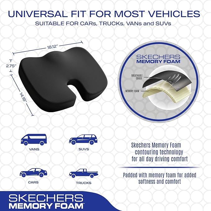 Skechers Memory Foam Seat Cushion, Office Chair Cushion - Image 5