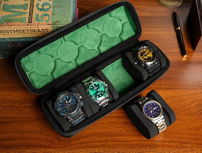 4 slots watch travel case roll, hard watch box storage organizer - Image 7