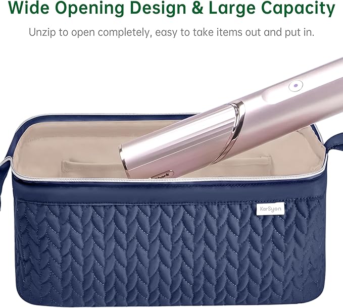 Shark Flex Style Case for Airwrap Hair Dryer Brush Revlon Hair Tools Travel Bag Carrying Case Flat Curling Iron Organizer (Navy Blue)