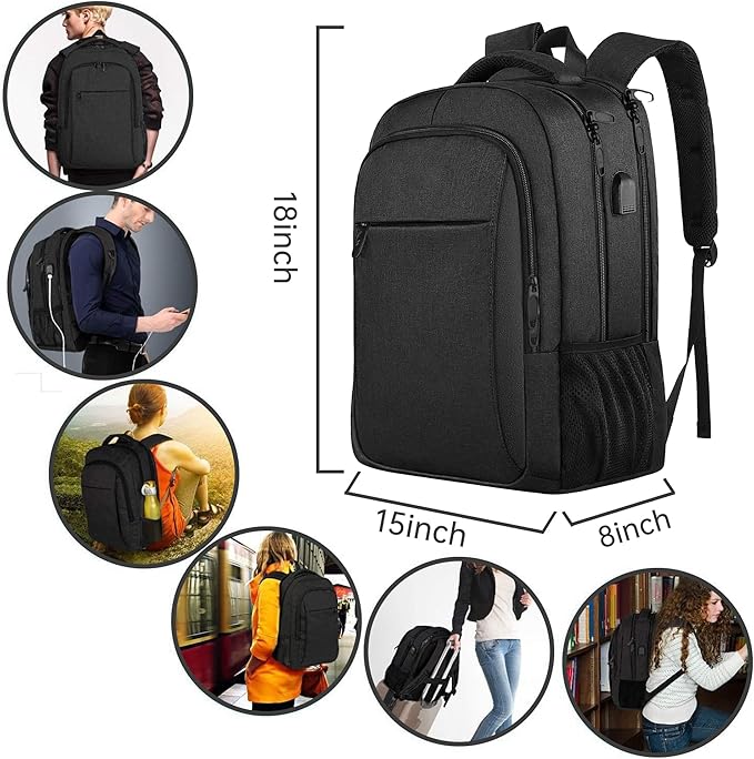Large Travel Laptop Backpack, Business Anti Theft Slim Sturdy 18 Inch Laptops - Image 2