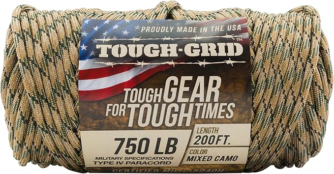 TOUGH-GRID 750 Paracord Rope Nylon Parachute Cord, Made in USA Survival Kit - Image 3
