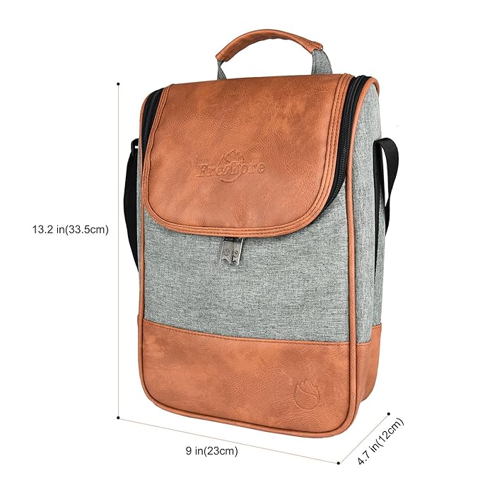 2 Bottle Wine Set Leather Insulated Bag As Gift - Image 2