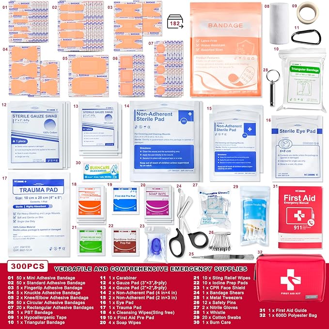 Compact First Aid Kit 300 PCS – Small Waterproof Emergency Medical Kit - Image 3