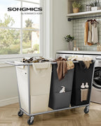 SONGMICS Laundry Basket with Wheels, 3-Section Laundry Sorter, 76.6 Gallons - Image 2