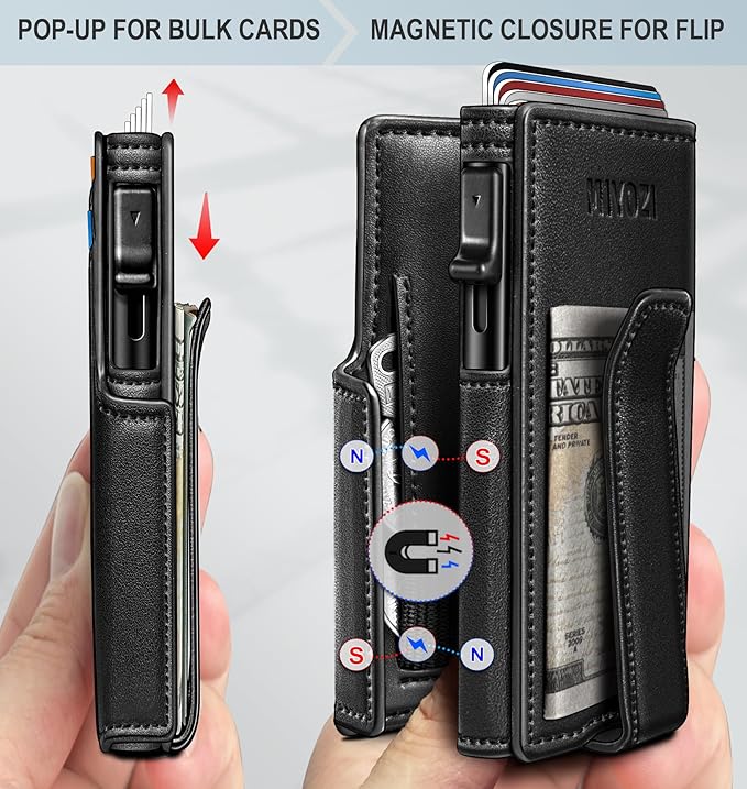 Men Wallet, with Money Clip Coins Pocket ID Window, Slim Front Pocket RFID - Image 3