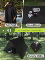 SaphiRose Extra Thick Hooded Rain Poncho Double Layer Waterproof Raincoat Jacket - Image 2