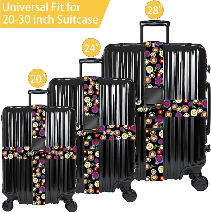 Sunflowers Luggage Straps for Suitcases, Adjustable Luggage Travel Belt to Keep - Image 3