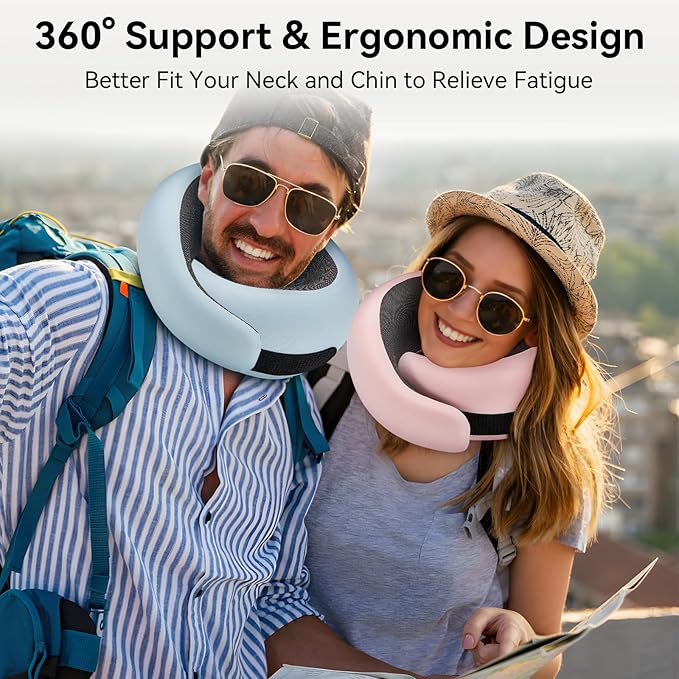 WANDER PLUS® Travel Pillow, 100% Pure Memory Foam Travel Neck Pillow Airplane - Image 6