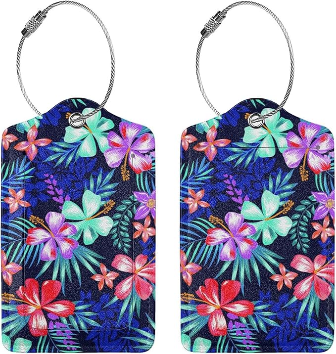 Set of 2 Luggage Tag for Suitcases Tie dye PU Leather Luggage Tag - Image 3