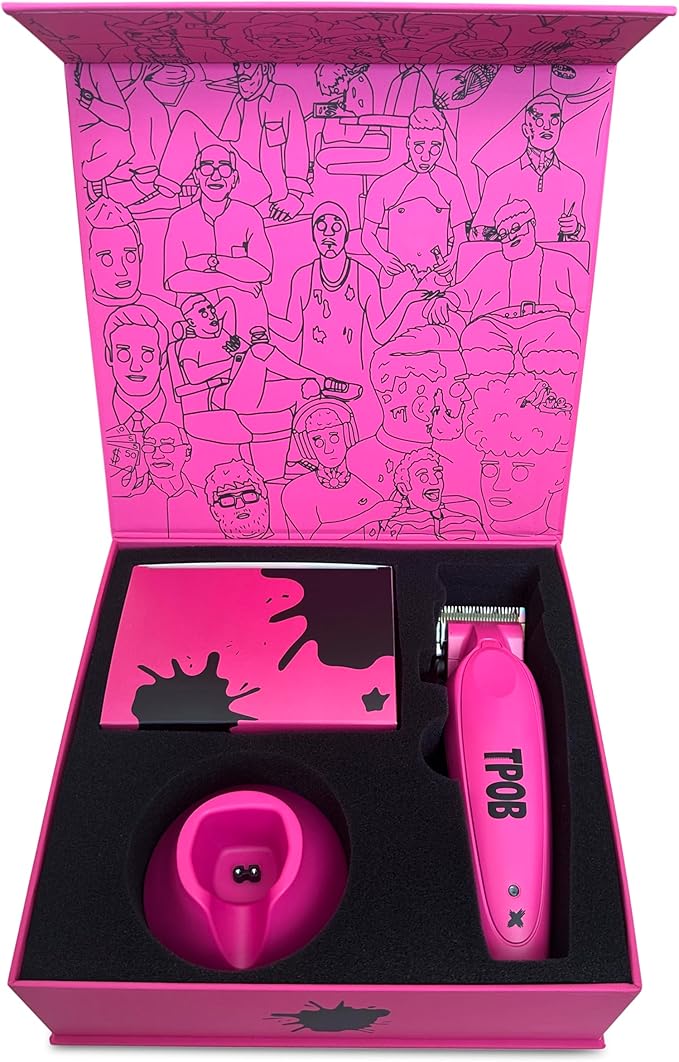 TPOB X Digital Brushless 6800rpm Professional Hair Trimmer Hair Clippers for Men, Psycho Zero Gapped T-Blade Trimmer Cordless Rechargeable Edgers Clippers (X Clipper Pink with Stand)