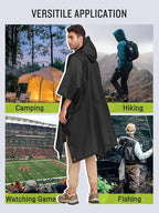 SaphiRose Extra Thick Hooded Rain Poncho Double Layer Waterproof Raincoat Jacket - Image 6