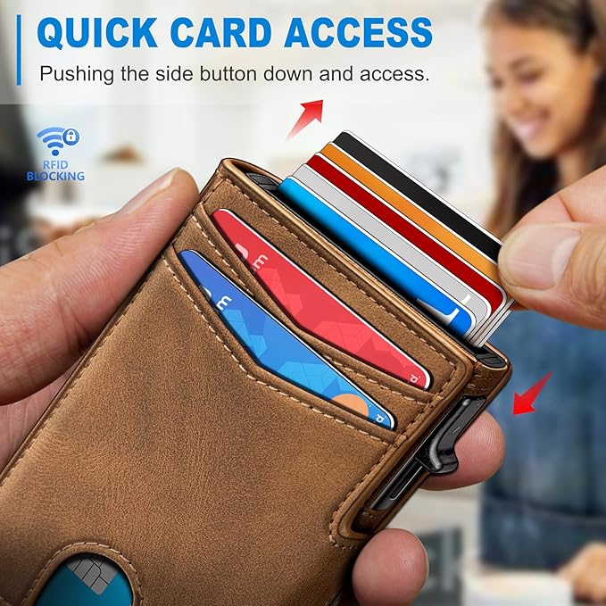 Men Wallet, with Money Clip Coins Pocket ID Window, Slim Front Pocket RFID - Image 5