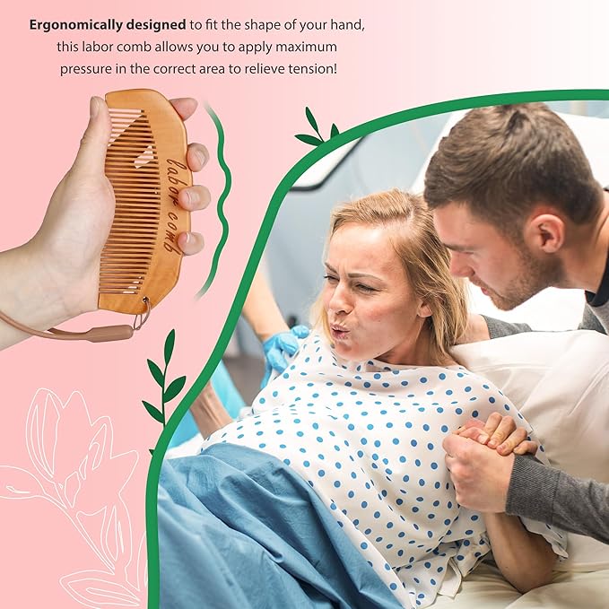 Arrozon Birth Comb for Women Labor, Hospital Bag Must Haves for Pregnant Mom, Wooden Labor comb Natural Labor and Delivery Essentials, New Mom Gifts Birthing Comb