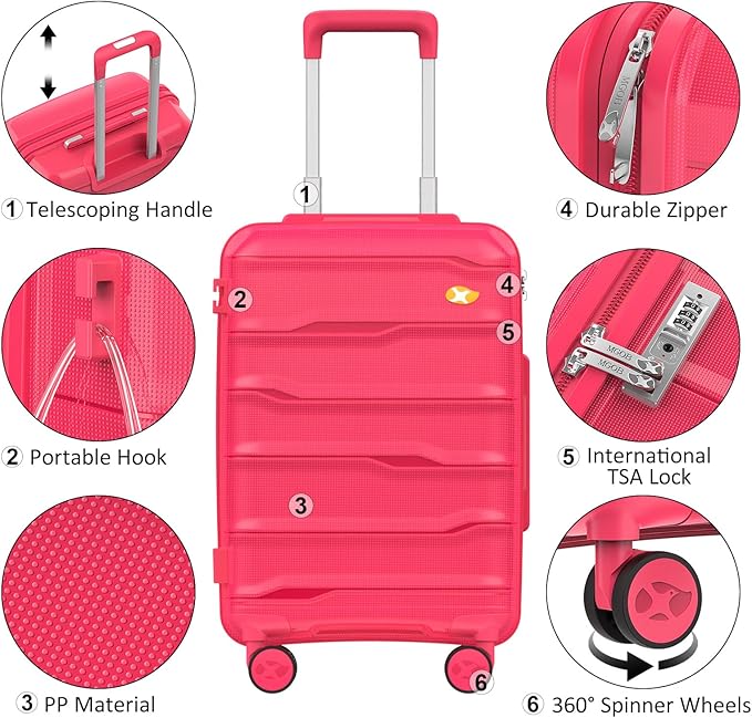 Carry On Luggage 22x14x9 Airline Approved, Hard Shell Suitcase - Image 5