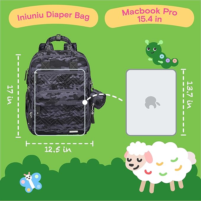 iniuniu Diaper Bag Backpack, 4 in 1 kit Large Unisex Baby Bags - Image 6