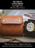 Leather Watch Rroll Travel Case Single Watch Roll Holder Tawny Brown Full Grain - Image 7