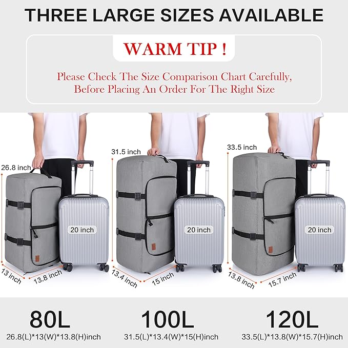 100L Duffle Bag for Travel, Large Foldable Waterproof Travel Duffel Bags - Image 3