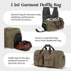 Waxed Canvas Garment Bags for Travel, Convertible Carry On Garment Duffel Bag - Image 3