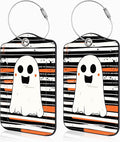 Halloween Set of 2 Luggage Tags Cute Ghost on Black and White Stripes Luggage by Unknown