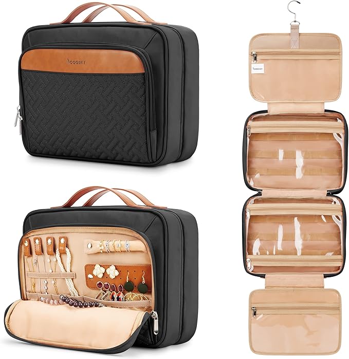 Travel Hanging Toiletry Bag for Women, Holds Full-Size Shampoo, by COOSKY