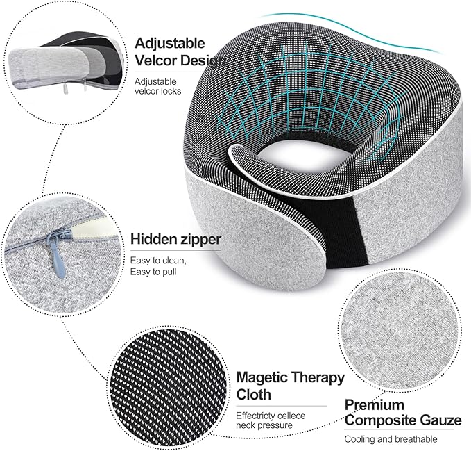 Travel Pillow, Best Memory Foam Neck Pillow Head Support Soft Pillow - Image 2