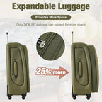 Merax Softside Luggage Set Softshell Lightweight 3 Piece Spinner Suitcase 22" - Image 3