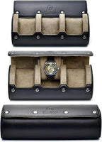 Watch Roll Travel Case Leather – 3 Slot Watch Holder Storage by MirageLuxuryTravel