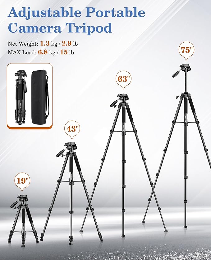 JOILCAN 75" Camera Tripod, Tripod - Image 5