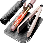 Heysam Heat Mat for Flat Iron Hair Straightener and Curling Iron Pad, Travel Storage Mat Pouch for Countertop, Professional Heat Resistant Silicone Mat for Hair Tools, 9"x6.5", Black