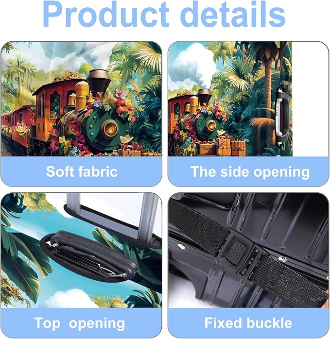 Train Luggage Cover Washable Suitcase Protector Anti-Scratch, Stretchable Fit - Image 3
