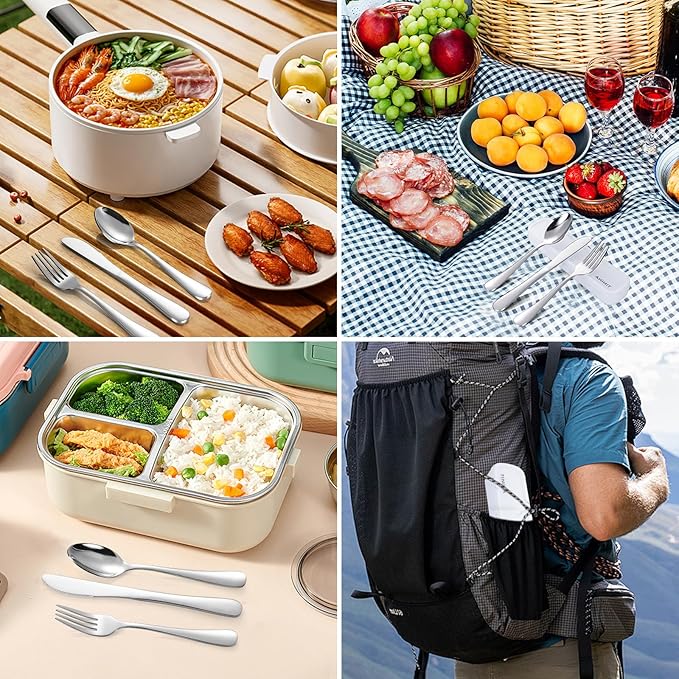 Travel Utensils with Case, 4-Piece Stainless Steel Portable Cutlery Set - Image 7