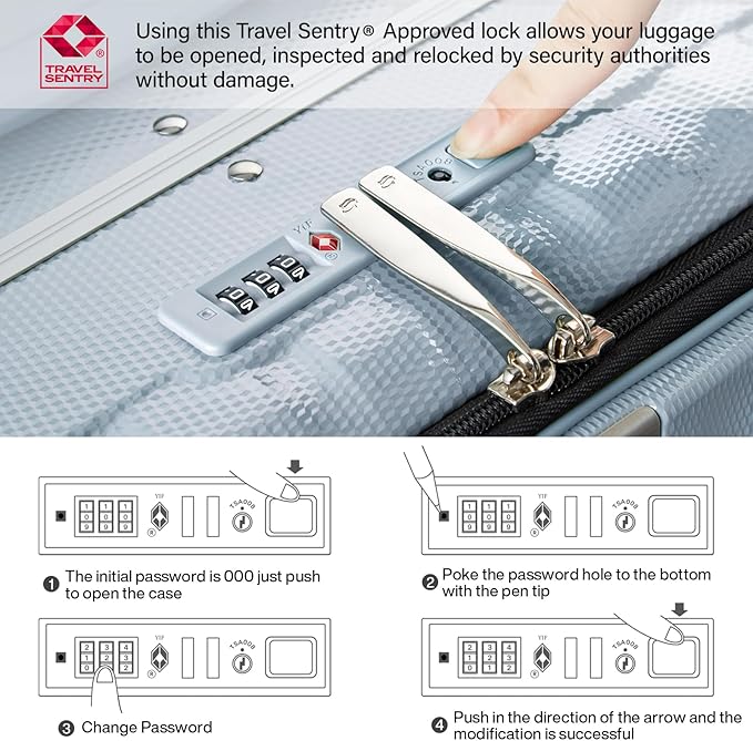 Hanke 20 Inch Carry On Suitcase PC Hardshell Luggage Top Open Aluminum Frame - Image 7