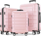 SHOWKOO Luggage Sets Expandable PC+ABS Durable Suitcase Sets Double Wheels TSA by SHOWKOO
