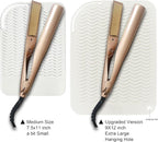 12" X 9" Large Heat Resistant Silicone Mat for Hair Styling Tools, Curling Iron Mat, Flat Iron Holder, Hair Straightener Pad Cover, Makeup Mat, Hot Tools Mat for Travel Vanity Salon - Ivory