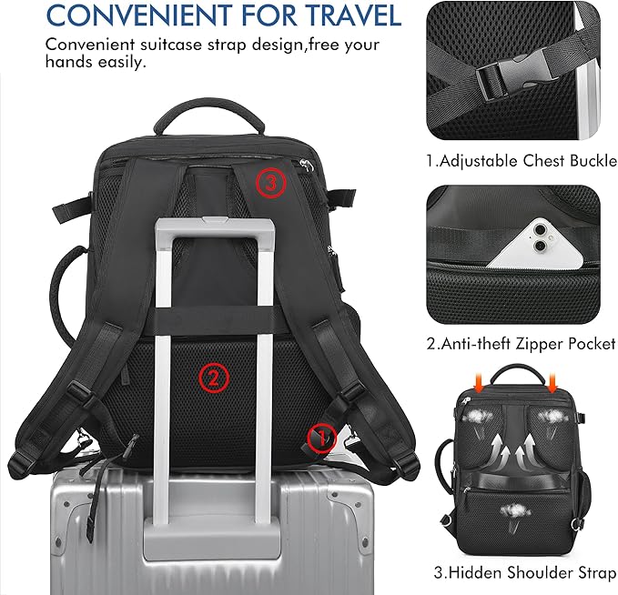 Beraliy Travel Backpack for Men Women, Large Carry On Backpack, Personal Item - Image 5