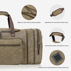 Canvas Expandable Duffle Bag for Men Traveling, Luggage Travel Bag Weekender - Image 7
