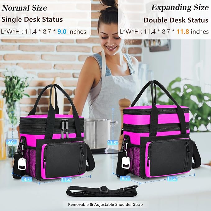 Insulated Lunch Bag Women | Large Adult Lunch Box | Double-Layer Reusable Lunch - Image 6