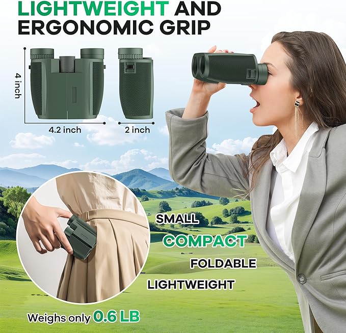 10x25 Compact Binoculars for Adults and Kids, Large View Waterproof Small - Image 4