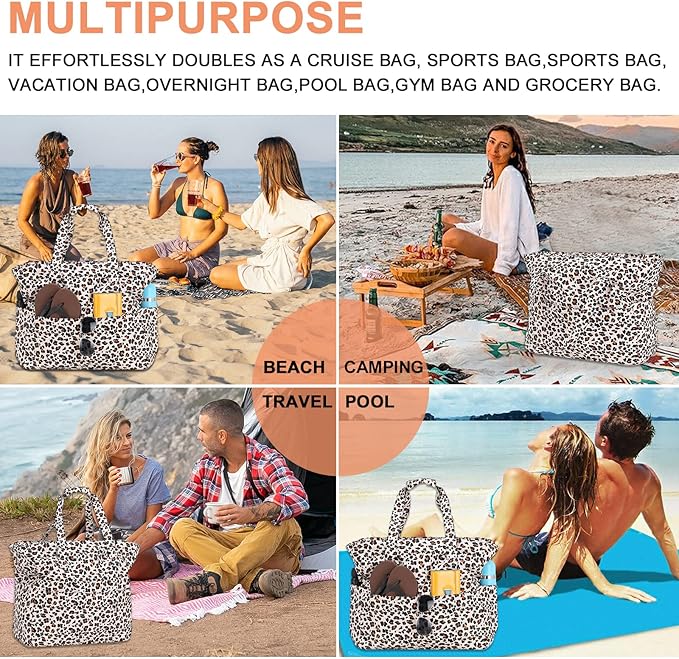 Beach Pool Bags Tote for Women Ladies Large Gym Tote Carry On Bag - Image 8