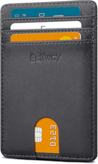 Buffway Mens Slim Wallet, Minimalist Thin Front Pocket Leather Credit Card by Buffway