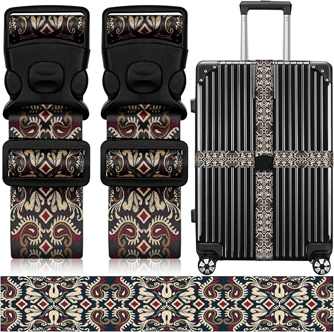 2 Pack Luggage Straps for Suitcases, Adjustable Travel Belt by ZHOMA